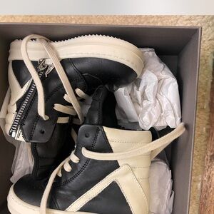 Kids Black and Cream High-Top Sneakers